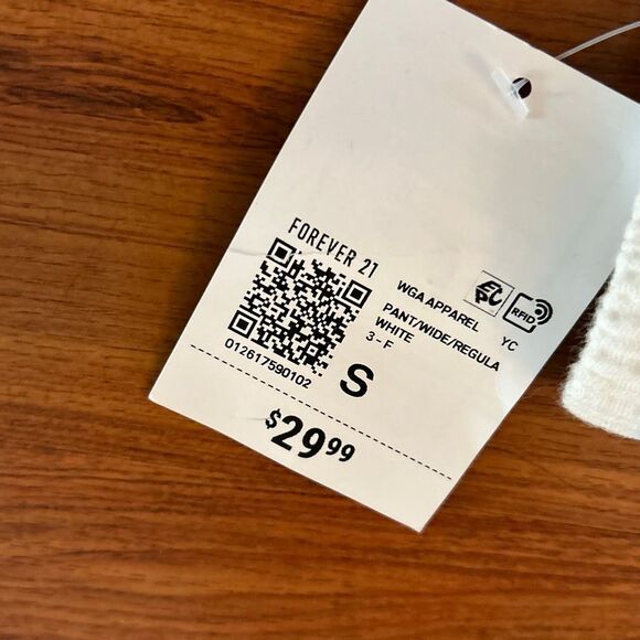 NWT Forever 21 white gauze wide leg beachy casual pants S - Picture 3 of 4